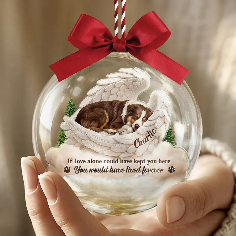 Art Design,Sentimental,Christmas,Pet Lovers,Memorial,Photo - Sleeping Dog Cat Baby - Custom Photo Sleeping Angel Your Wings Were Ready Dog Pet Lovers Memorial - Personalized 3D Acrylic Ball Ornament