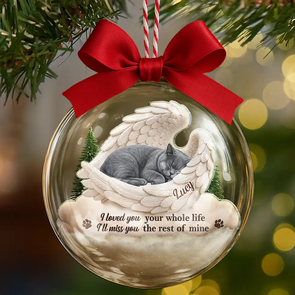 Art Design,Sentimental,Christmas,Pet Lovers,Memorial,Photo - Sleeping Dog Cat Baby - Custom Photo Sleeping Angel Your Wings Were Ready Dog Pet Lovers Memorial - Personalized 3D Acrylic Ball Ornament