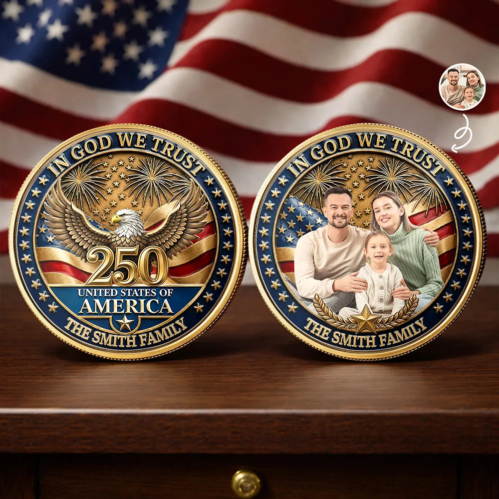 Custom Photo Stars And Stripes In God We Trust - Personalized Commemorative Keepsake Coin