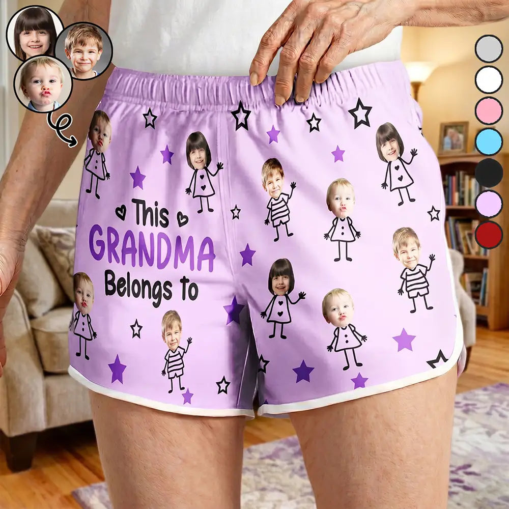 Custom Photo This Grandma Mom Belongs To Kids Pet - Personalized Women Beach Shorts