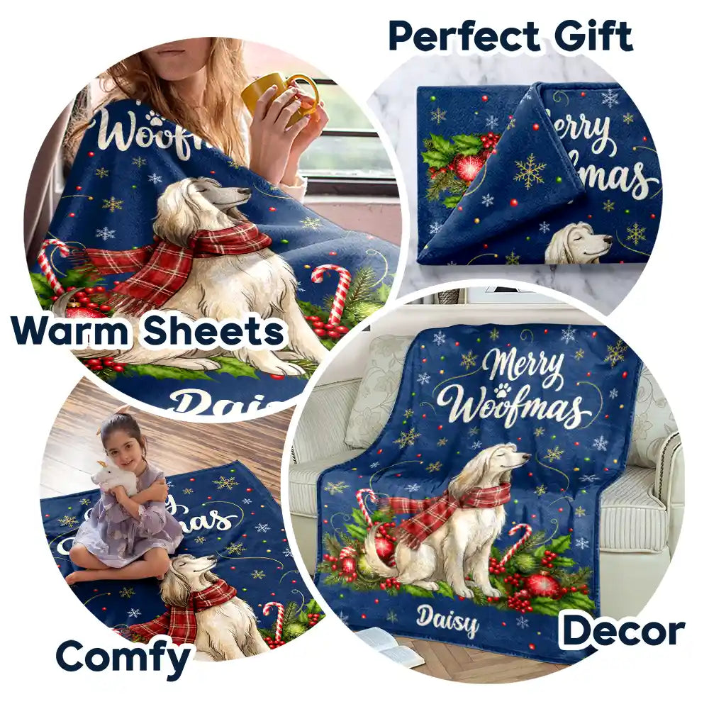 Art Design, Christmas, Pet Lovers, Photo - Pet With Fall Leaves, Happy - Custom Photo Watercolor Christmas Dog Pet Lover Gift - Personalized Fleece Blanket, Sherpa Blanket