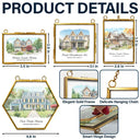 Art Design,Christmas,Family,Photo - Watercolor - With BG,Happy - Custom Photo Watercolor Painting First Christmas In Our New Home - Personalized Metal Frame Ornament
