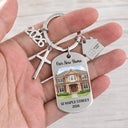 Art Design,Christmas,Proud,Gift For Couples,Photo - Watercolor - With BG - Custom Photo Watercolor Painting Our First Home Together Gift For Husband And Wife - Personalized Stainless Steel Keychain