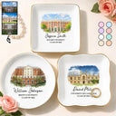 Gift For Women,Gift For Men,Graduation,Gift For Yourself,Happy,Photo - Watercolor (with BG) - Custom Photo Watercolor Painting University Image - Personalized Ring Dish