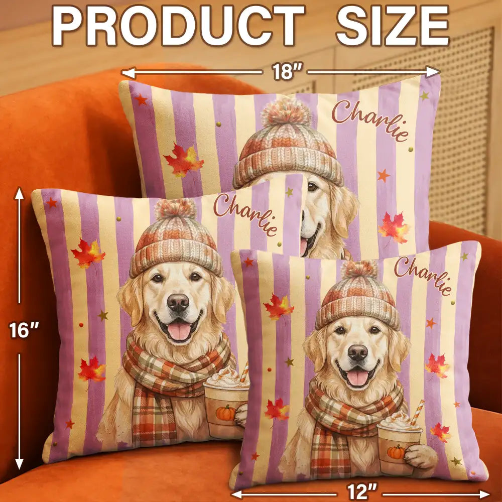 Custom Photo Watercolor Pet With Autumn Accessories Autumn Lovely Dog Cat Portrait - Personalized Pillow