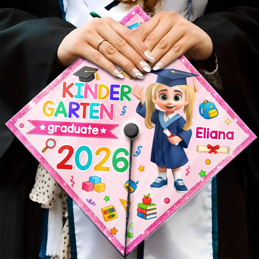 Graduation,Gift For Grandkids,Gift For Kids,Happy - Cute Graduation Kid Kindergarten Preschool - Personalized Graduation Cap Topper