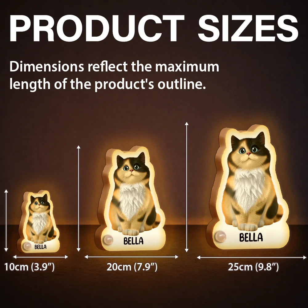 Pet Lovers,Playful,Vector - Cute 3D Effect Dog And Cat With Name - Personalized Motion Sensor Night Light