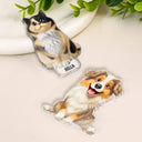 Pet Lovers, Cat Lovers, Dog Lovers, Non-Eng - Cute 3D Effect Dog And Cat With Name - Personalized Acrylic Fridge Magnet