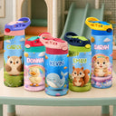Playful,Back To School,Gift For Kids,Icon - Cute Animal Friends - Personalized Insulated Water Bottle With Straw