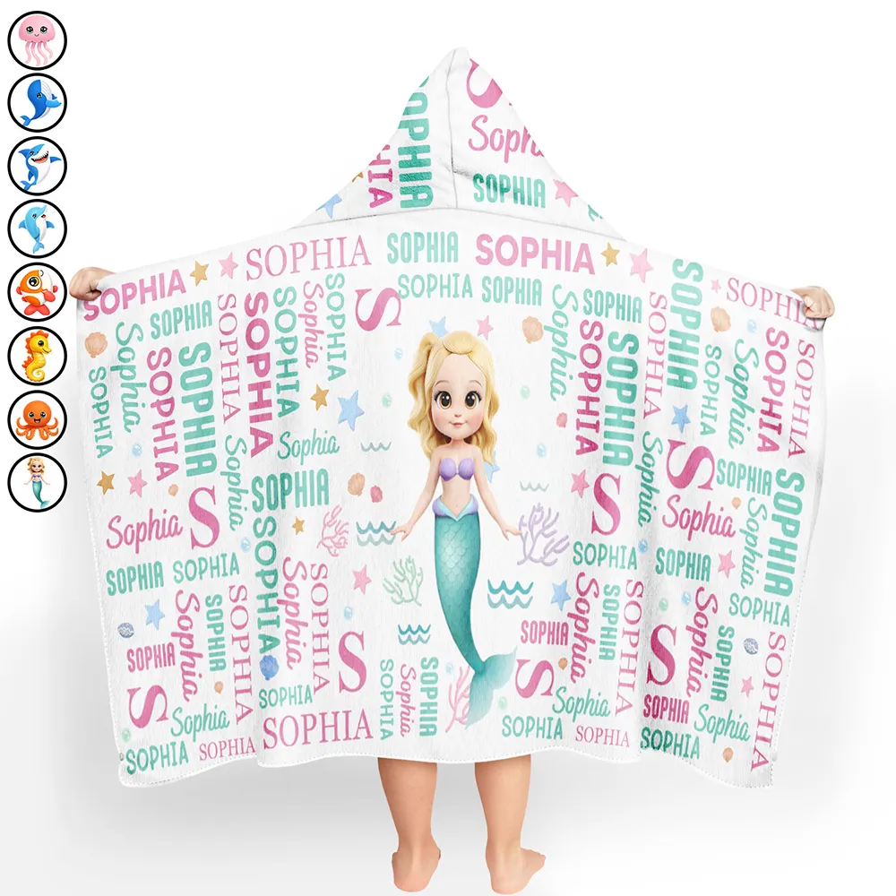 Cute Cartoon Animal - Personalized Hooded Beach Towel