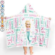 Gift For Kids,Gift For Grandkids,Happy - Cute Cartoon Animal - Personalized Hooded Beach Towel