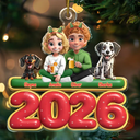 Gift For Couples,Family,Parents,Christmas,Pet Couple - Cute Couple With Kids And Dogs Cats 3D Effect - Personalized Custom Shaped Acrylic Ornament