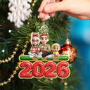 Gift For Couples,Family,Parents,Christmas,Pet Couple - Cute Couple With Kids And Dogs Cats 3D Effect - Personalized Custom Shaped Acrylic Ornament
