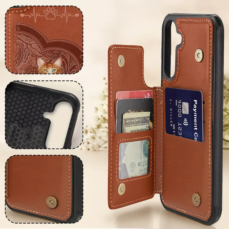 Pet Lovers,Dog Lovers,Cat Lovers - Cute Dogs And Cats Aesthetic Pattern - Personalized Leather Flip Wallet Phone Case
