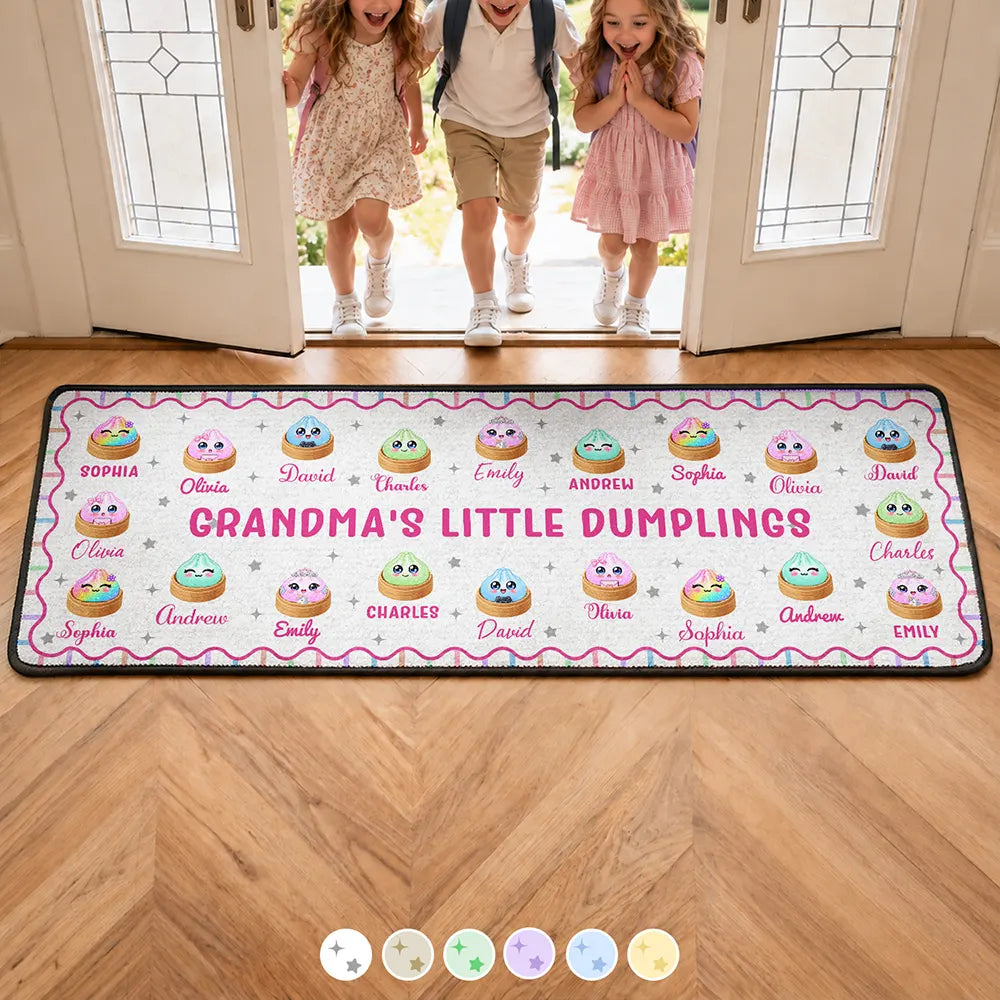 Gifts For Her,Sentimental,Christmas,Gift For Grandma,Icon - Grandma's Little Dumplings In Steamer Basket Gift For Grandma Grandparents Family - Personalized Runner Rug
