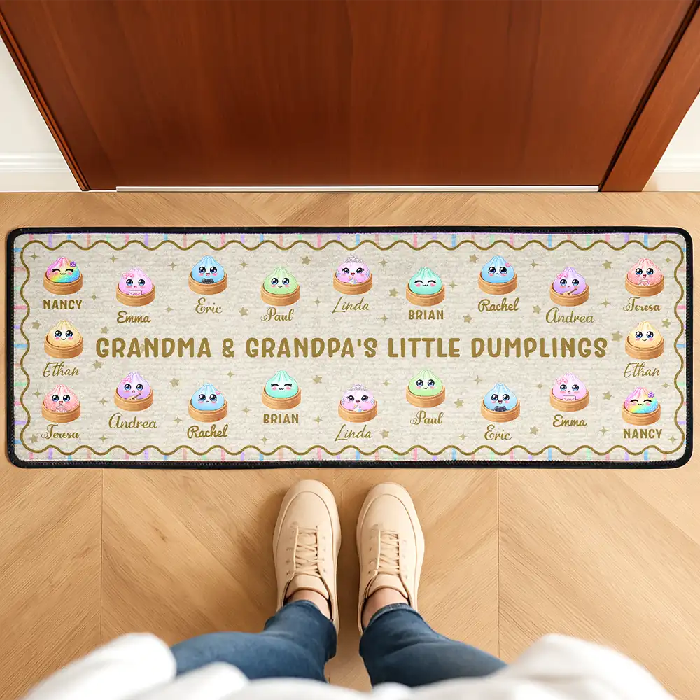 Gifts For Her,Sentimental,Christmas,Gift For Grandma,Icon - Grandma's Little Dumplings In Steamer Basket Gift For Grandma Grandparents Family - Personalized Runner Rug