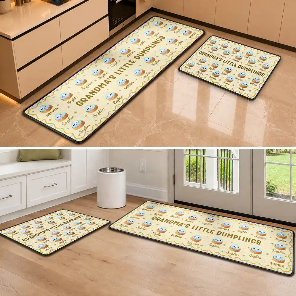 Gifts For Her,Sentimental,Christmas,Gift For Grandma,Icon - Grandma's Little Dumplings In Steamer Basket Gift For Grandma Grandparents Family - Personalized Runner Rug