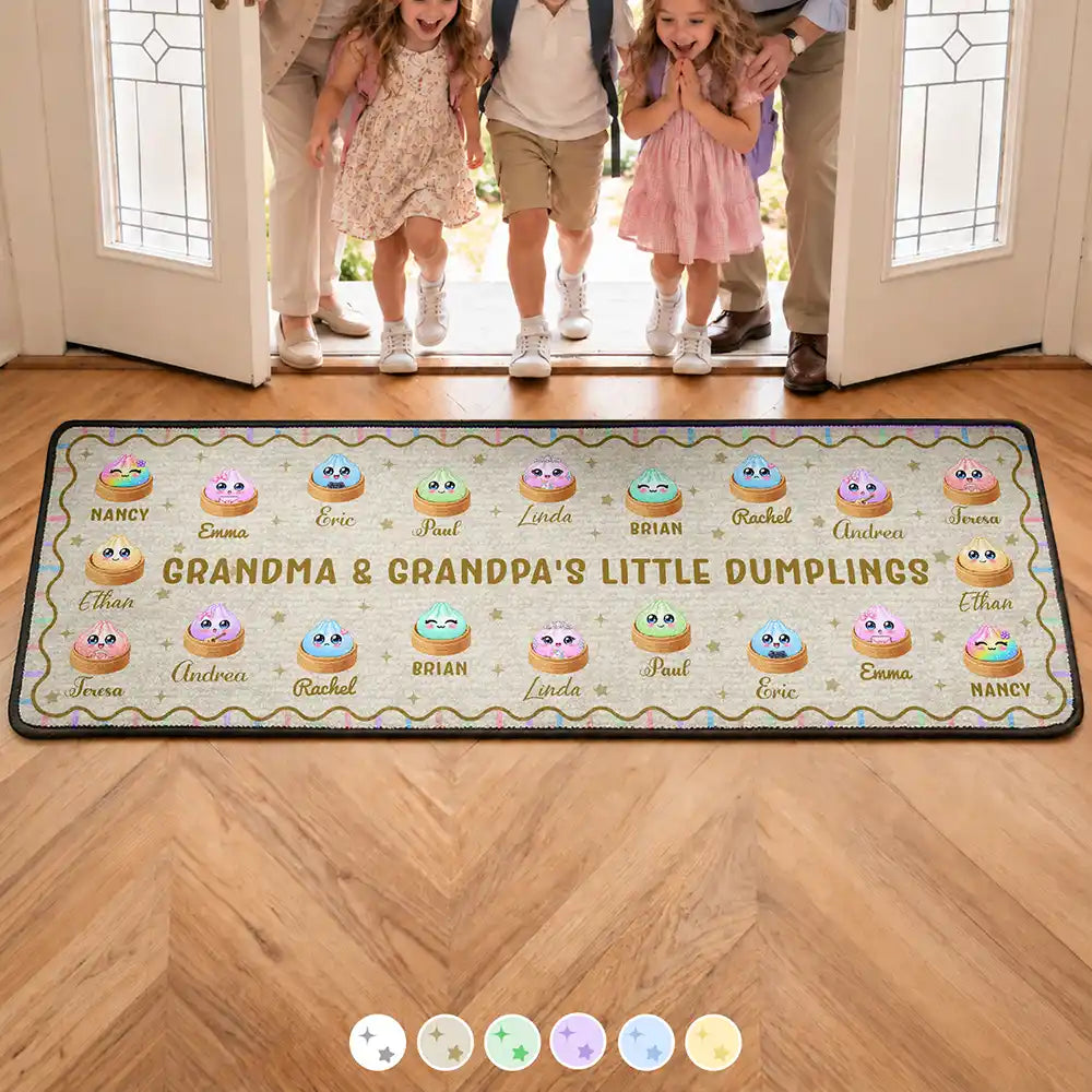 Gifts For Her,Sentimental,Christmas,Gift For Grandma,Icon - Grandma's Little Dumplings In Steamer Basket Gift For Grandma Grandparents Family - Personalized Runner Rug