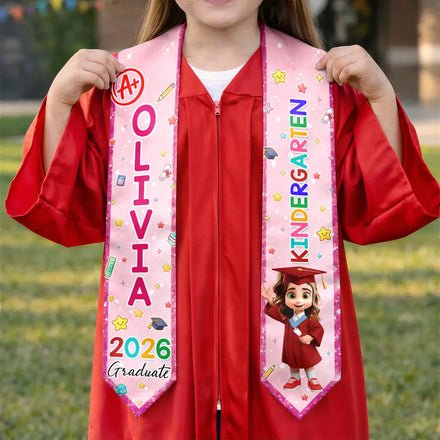 Cute Graduation Kid Kindergarten Preschool - Personalized Kid Graduation Stole