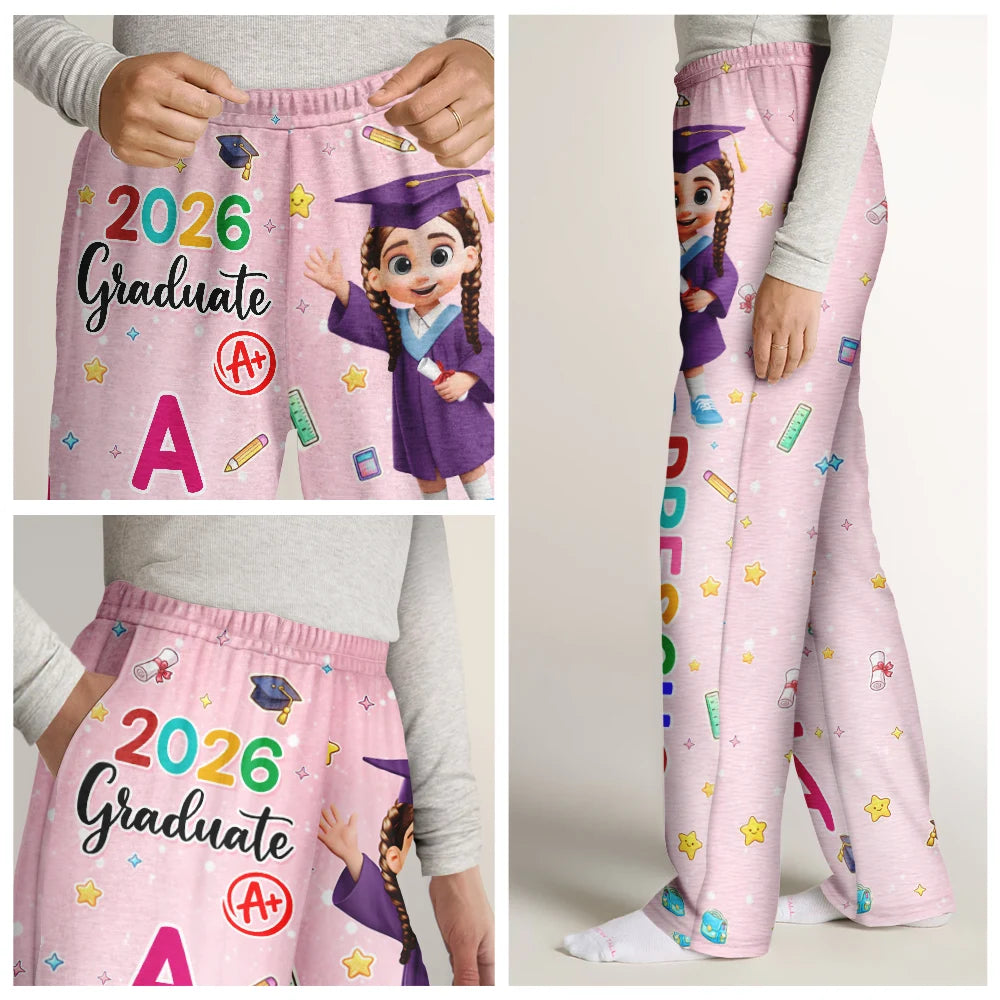Graduation,Gift For Grandkids,Gift For Kids,Happy - Cute Graduation Kid Kindergarten Preschool - Personalized Pajama Pants