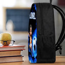 Adorable,Back To School,Football (Soccer),Gift For Kids,Vector - Cute Kid Soccer With Neon Flames - Personalized Kids Backpack