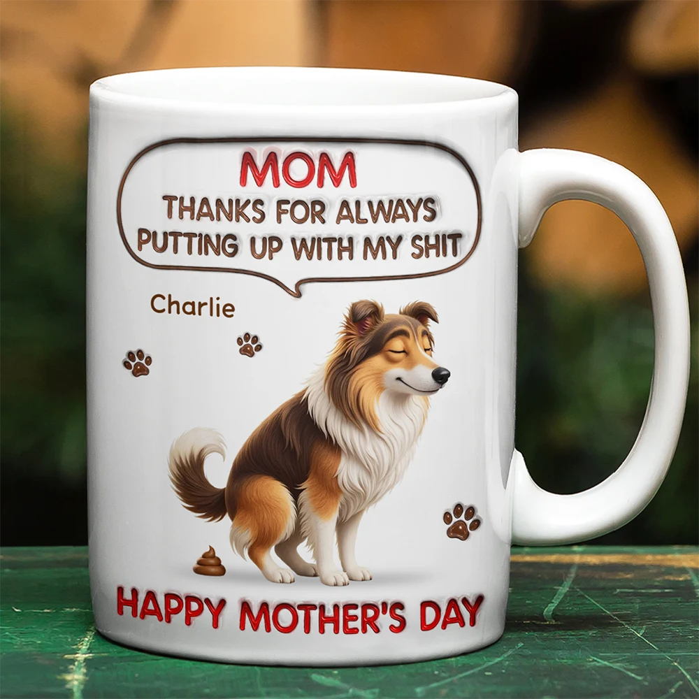 3D Inflated Effect Dog Cat Thanks For Always Putting Up - Personalized White Edge-to-Edge Mug