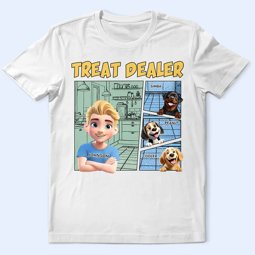 Pet Lovers,Pet Mom,Pet Dad - Funny Comic Pet Lover Treat Dealer Cute Dog Cat - Personalized T Shirt