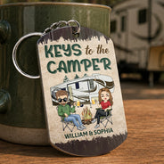 Keys To The Camper - Anniversary, Loving Gifts For Couples, Husband, Wife, Camping Lovers - Personalized Aluminum Keychain