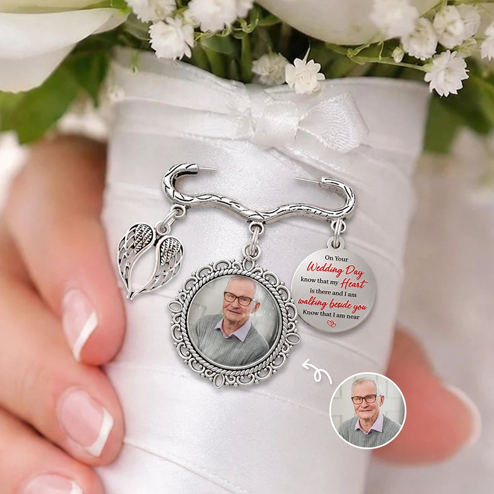 Custom Photo On Your Wedding Day Know That My Heart Is There - Personalized Lapel Pin