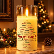 Christmas,Custom Text,Family,Sentimental - Christmas Gift For Family Grandma Mom - Personalized Family & Member Names Word Art Christmas Tree LED Candle