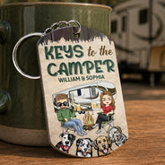 Keys To The Camper Dogs Cats - Anniversary, Loving Gifts For Couples, Husband, Wife, Camping Lovers - Personalized Aluminum Keychain