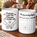 Top Market,Wedding Anniversary,Old Couples,Romantic,Gift For Couples,Calendar - Calendar Couple Holding Hands I Met You Liked You Love You 3D Inflated Effect - Personalized White Edge-to-Edge Mug