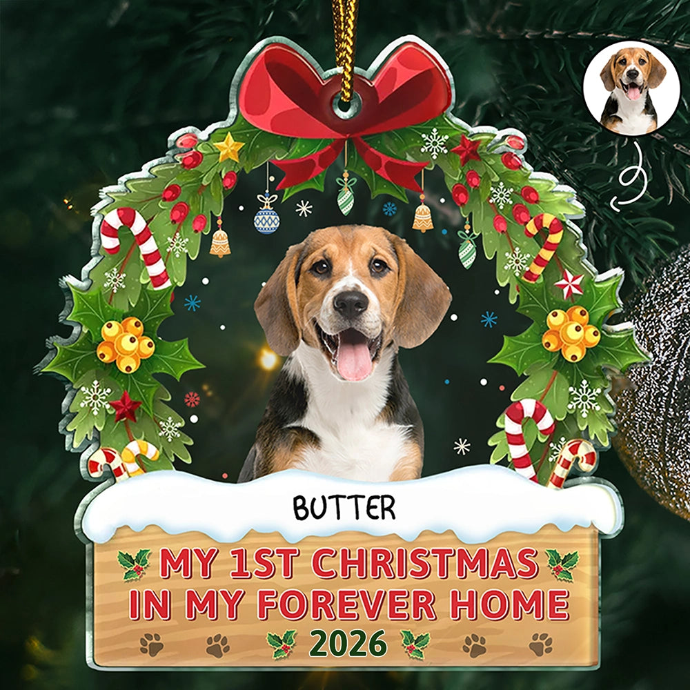 Custom Photo My 1st Christmas In My Forever Home - Personalized Custom Shaped Acrylic Ornament