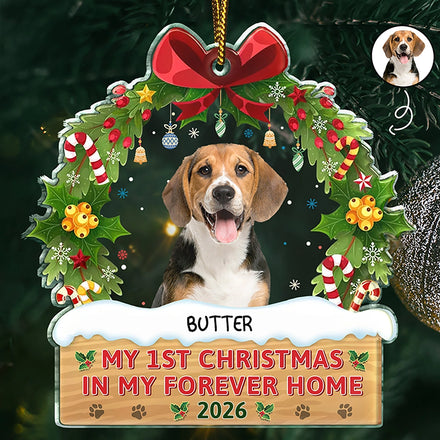 Custom Photo My 1st Christmas In My Forever Home - Personalized Custom Shaped Acrylic Ornament