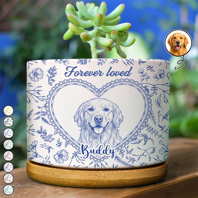 Art Design,Healing,Pet Memorial,Pet Lovers,Memorial,Photo - Pencil Sketch - Remove BG - Custom Photo Pencil Sketch Dog Cat Pet Portrait Toile Remembrance - Personalized Plant Pot