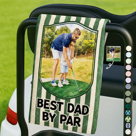 Custom Photo Watercolor Painting Best Daddy By Par I Love You Grandpa - Personalized Golf Towel