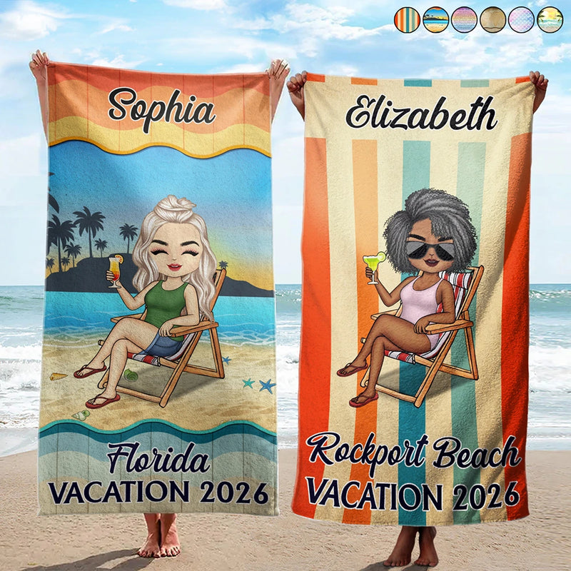 Vacation Beach Swimming Picnic Traveling - Birthday, Holiday, Funny Gift For Her, Him, Besties, Family - Personalized Custom Beach Towel