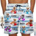 Custom Photo, Art Design, Summer, Pet Lovers, Playful, Photo - Swimming Float 3D Effect - Custom Photo 3D Summer Concept Poolside Beach Vacation Dog Cat - Personalized Unisex Beach Shorts