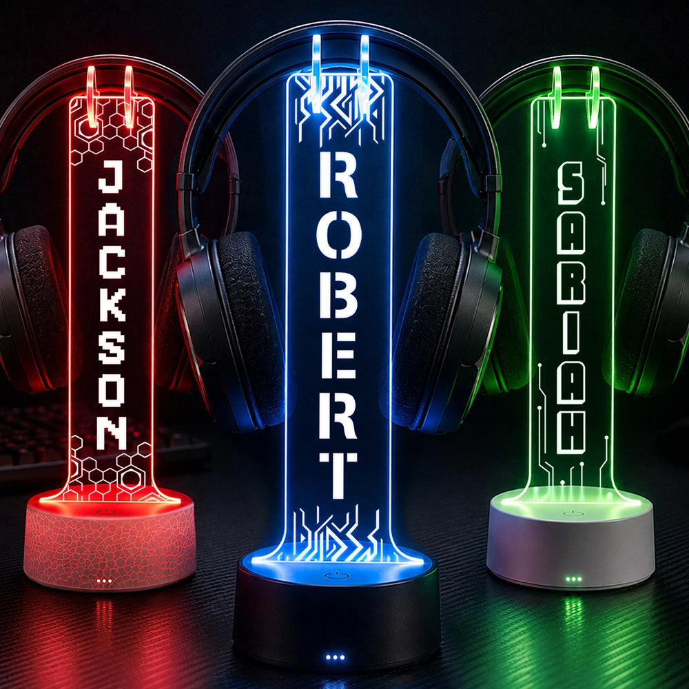 Gaming, Gift For Yourself, Playful, Custom Text - Boyfriend Teen Kid Gamer Name - Personalized Headphone Stand