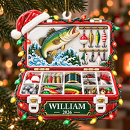 Christmas,Custom Text,Fishing,Gift For Men,Gift For Yourself,Gifts For Him,Happy,Top Market - Christmas Gift For Fisherman - Personalized Fishing Tackle Box Embossed Ornament
