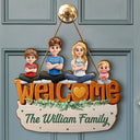 Parents,Gift For Grandparents,Family,Happy - Welcome Happy Family 3D Effect - Personalized Custom Shaped Wood Sign
