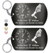 New Dad,New baby,Gift For Father,Happy,Vector,Adorable - The Moment You Became My Dad - Personalized Aluminum Keychain