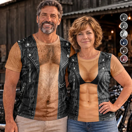 Matching Costume For Couples - Personalized 3D Print Biker Outfit Full Print T Shirt