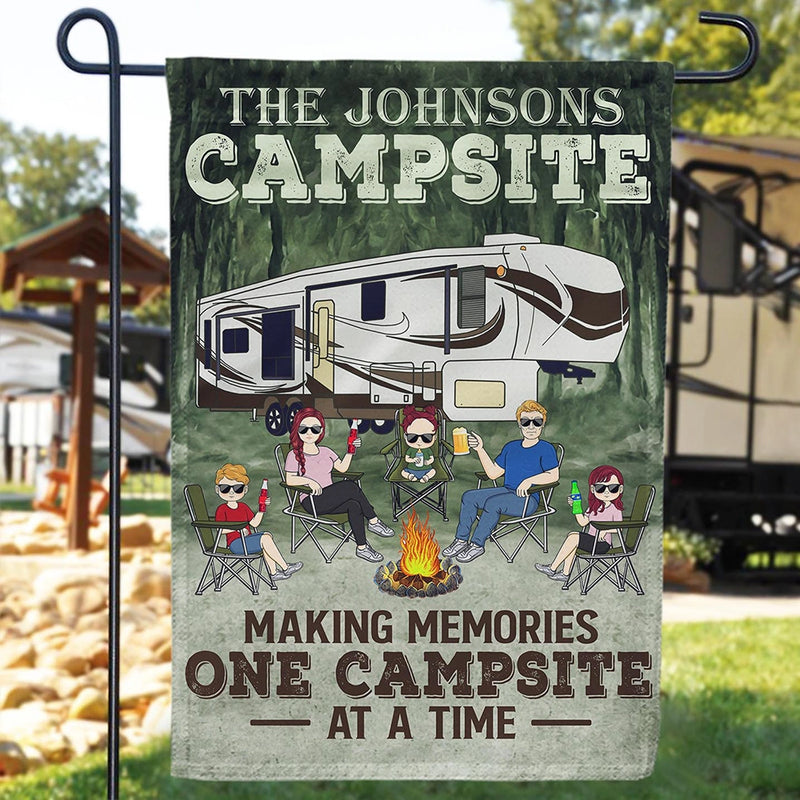 Making Memories One Campsite At A Time Camping Family - Backyard Sign - Personalized Custom Flag