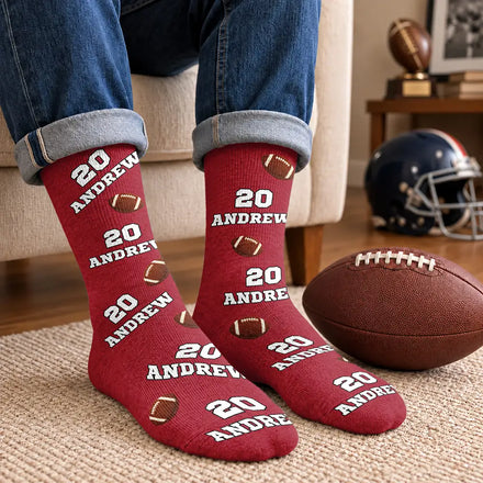 Sports Gift For Kids - Personalized American Football Baseball Soccer Socks
