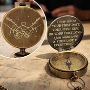 Gift For Husband,Gift For Boyfriend,LGBT,Gift For Men,Love,Icon,Romantic - Couple Holding Hands I Want To Be Your Last Everything - Personalized Engraved Brass Compass