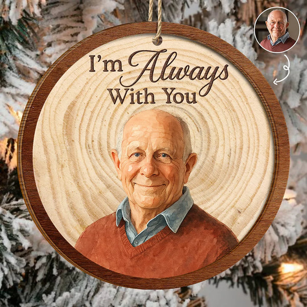 Sad,Memorial,Family,Parents,Gift For Grandparents,Christmas - Custom Photo Realistic Watercolor Art Memorial Family Parents Sibling - Personalized 2-Layered Wooden Ornament