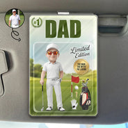 Custom Photo,Art Design,Gift For Father,Sport Dad,Golf,Playful,Photo - Toybox Figure - Custom Photo Toybox Figure Golf Dad Grandpa Limited Edition - Personalized Custom Shaped Acrylic Car Visor Clip