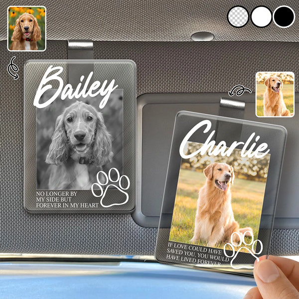 Custom Photo,Dynamic Photo,Memorial,Pet Lovers,Pet Memorial,Sentimental - Memorial Gift For Loss Of Pet - Personalized Custom Photo Forever Loved Acrylic Car Visor Clip
