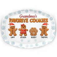 Happy,Gift For Grandma,Grandma's Hobby,Gift For Mother - Grandma's Favorite Cookies 3D Effect - Personalized Plate